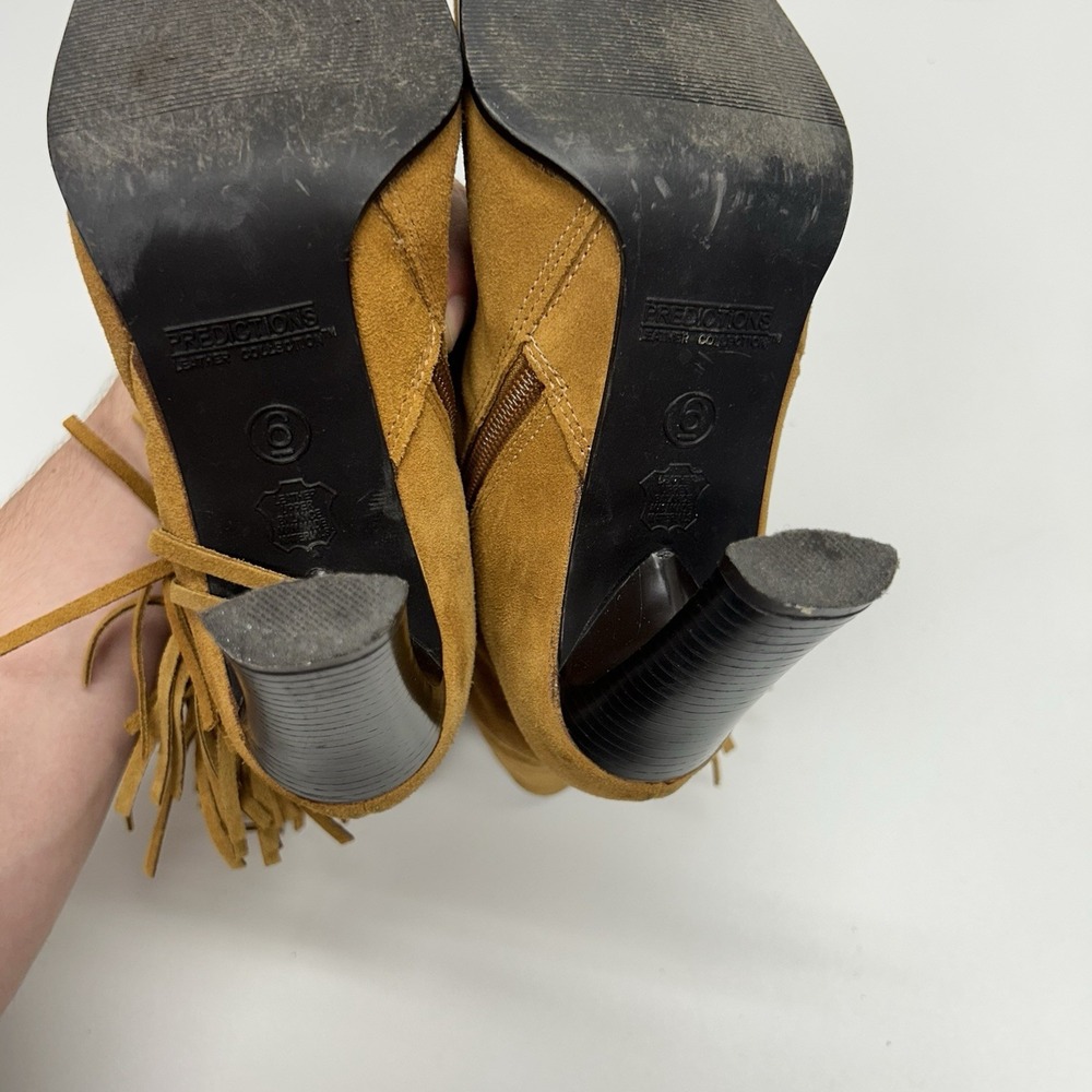 Predictions Suede Fringe Western Boots Vintage Y2K Boho Festival Heeled Size 6 - Picture 15 of 16